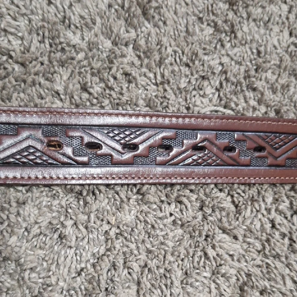Pacific Brass And Buckle Las Vegas Slots Buckle-Brown Leather Embossed Belt